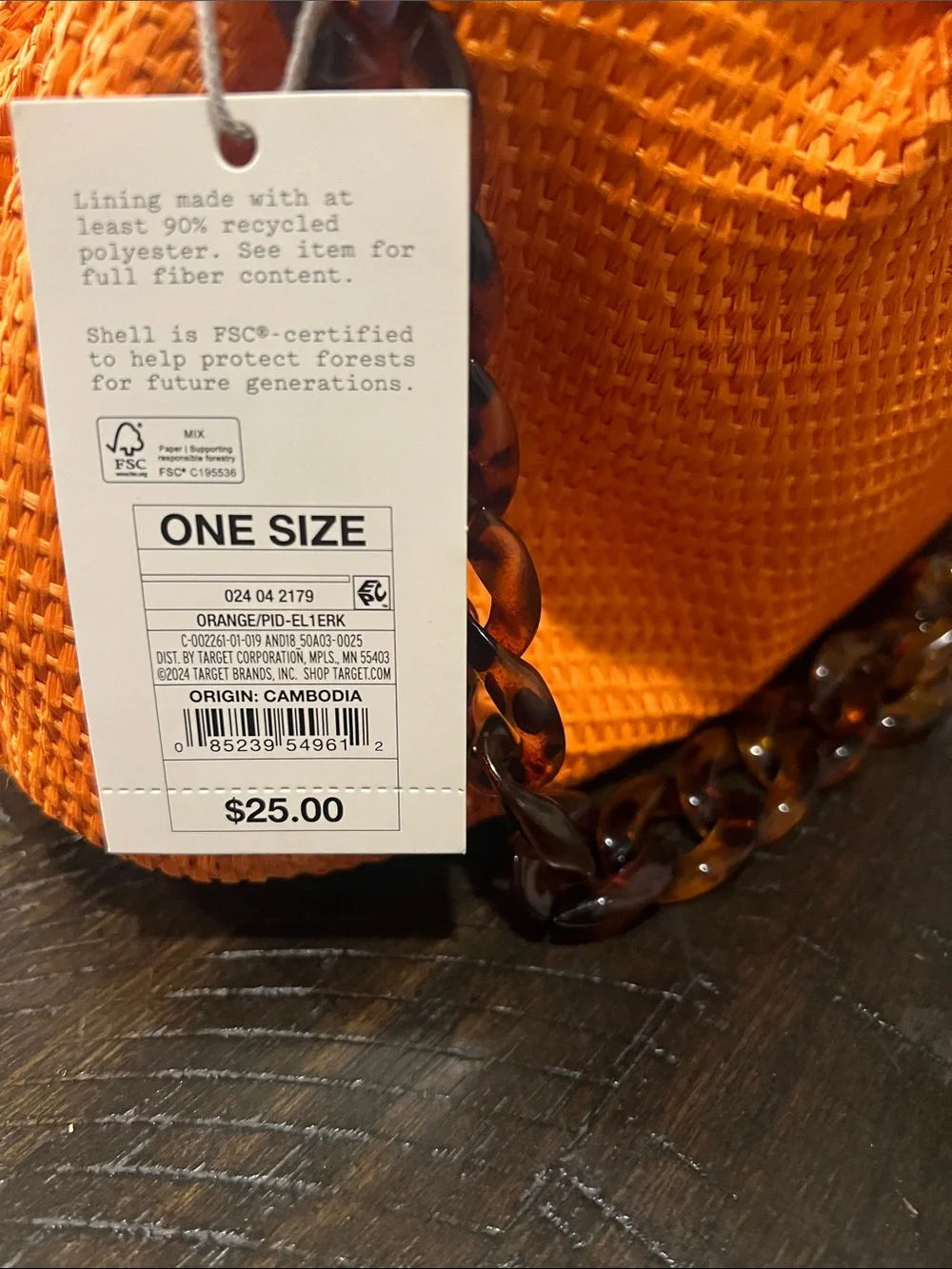 NWT- a new day Orange Woven Shoulder Bag with Tortoiseshell Chain